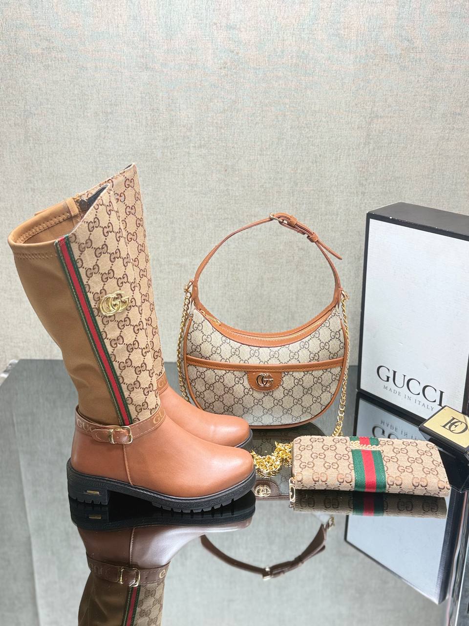 Sac, botte et portefeuille GG